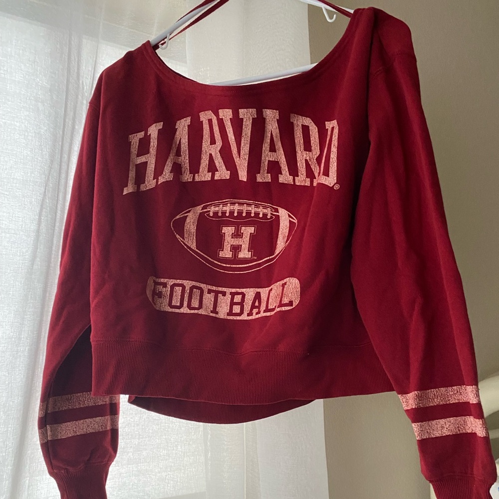 Harvard Off-the-Shoulder Red Sweater